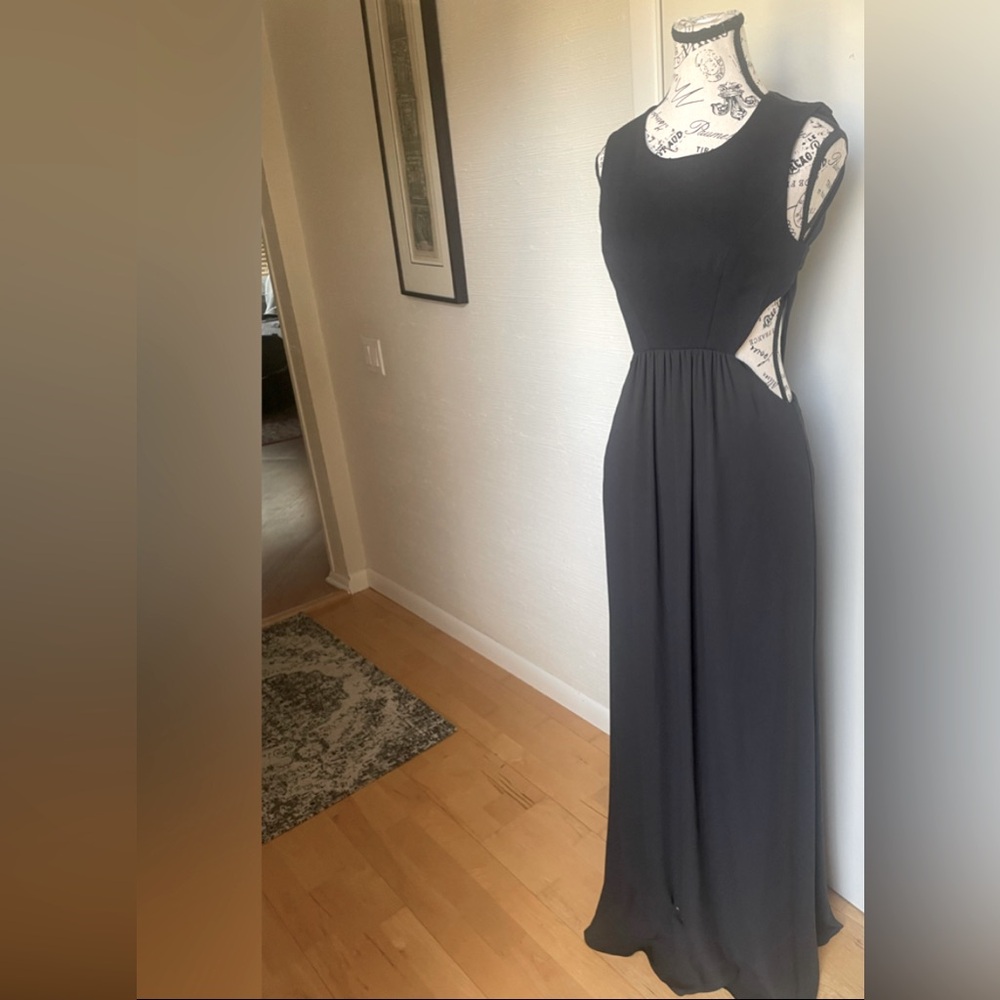 BCBGMaxAzria Black Angelinah Contrast Cutout Maxi Dress Size 4